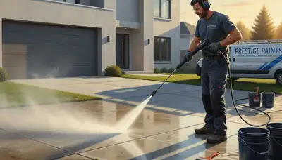 Concrete pressure cleaning in Houston, TX for driveways, patios, and walkways with stain removal