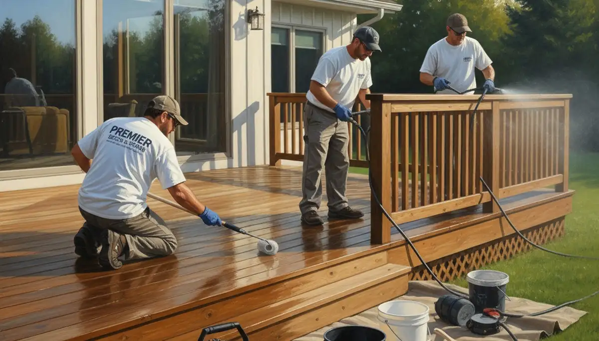 Deck sealing in Houston, TX by Houston Paint Pros protects wood from sun, rain, and humidity