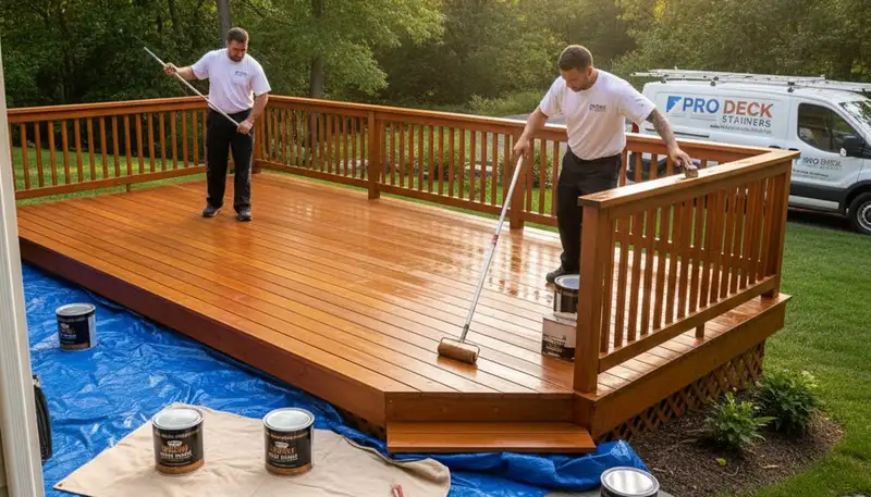Professional deck staining in Houston, TX protects wood from sun and moisture damage