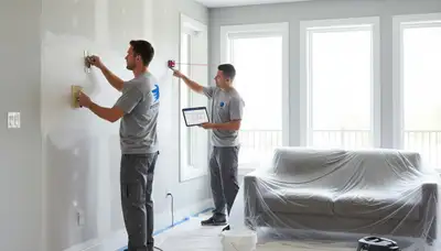 Houston Paint Pros performing drywall repair in Houston, TX for seamless wall patching and texture matching