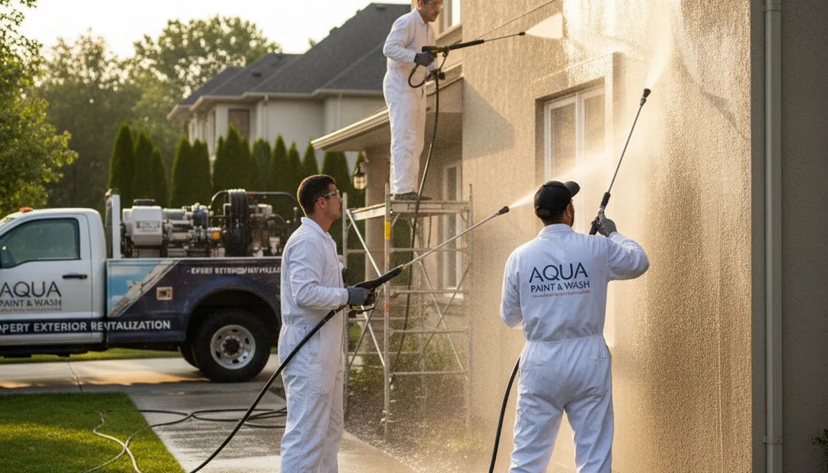 Pressure cleaning service in Houston, TX removing mold, mildew, and grime from exterior surfaces
