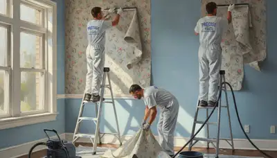 Professional wallpaper removal service in Houston, TX for clean wall prep and paint-ready surfaces