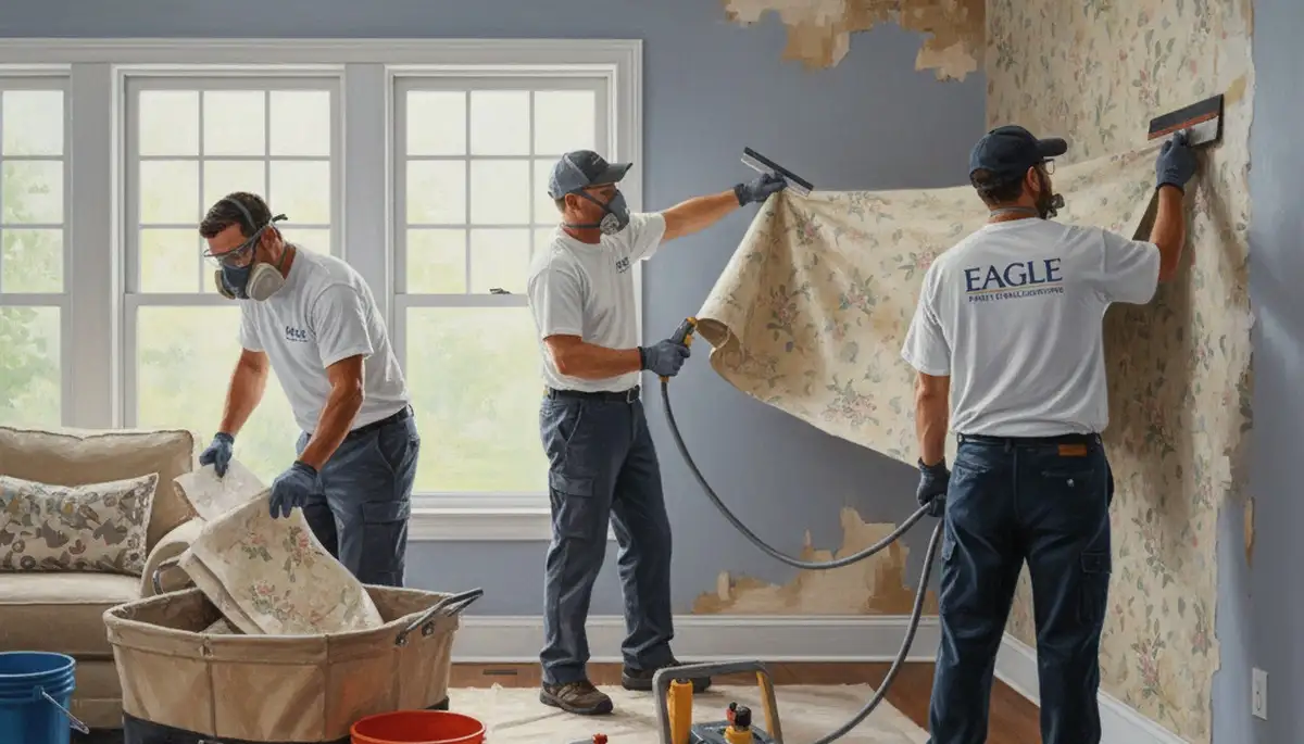 Professional wallpaper removal service in Houston, TX for clean wall prep in humid conditions